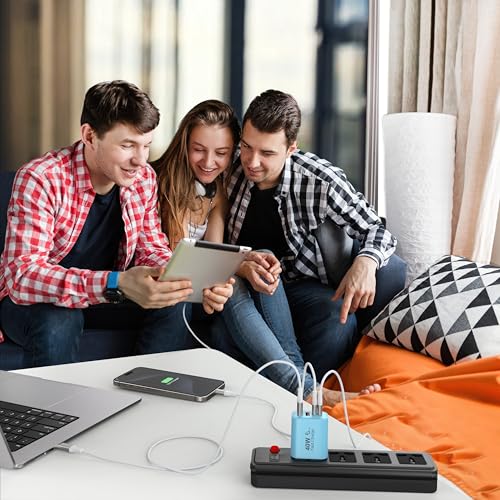 TT&C USB C Charger Block, 40W 4 Ports Wall Charger for iPhone 17,16,15,14 - color: Blue 1Pack