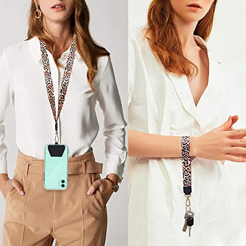 SHANSHUI Phone Strap, Universal Cell Phone Neck Lanyard Wrist Lanyard Tether Lanyard for Smartphone Safety Tether System Key Chain Holder - Cheetah - color: Cheetah, size: 17inch