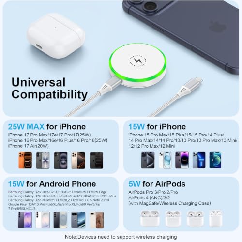25W Magnetic Charger for Samsung Galaxy Z Fold8 Ultra/Flip8 S26 Ultra S26FE - color: 2white