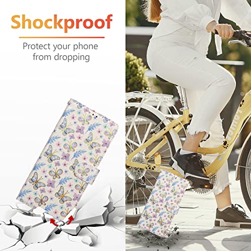 UEEBAI Wallet Case for iPhone 12 Pro Max 6.7 inch, PU Leather Phone Case Kickstand RFID Blocking Flip Case Card Slot Wrist Strap Relief Engraved Pattern Magnetic Closure Flower Folio Case, Butterfly - color: Butterfly, size: iPhone 12 Pro Max 6.7 inch