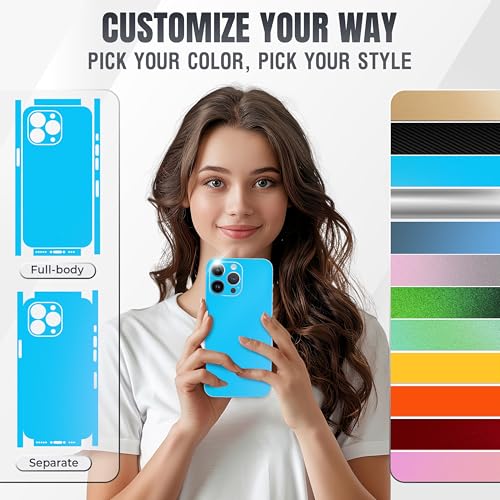 2Pcs Skin Wrap Compatible for iPhone 15 Pro – Slim Decal Vinyl Protective Film for Sides & Back – Sleek Fit, Premium Look – Compatible with All iPhone 15 Pro Cases - Matte Ocean Blue - color: Matte Ocean Blue