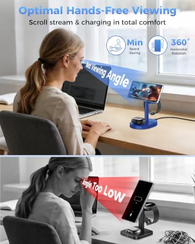 Hevanto 3 in 1 Wireless Charger for Samsung Galaxy, 15W MagSafe Charging - color: DeepBlue, size: 15W