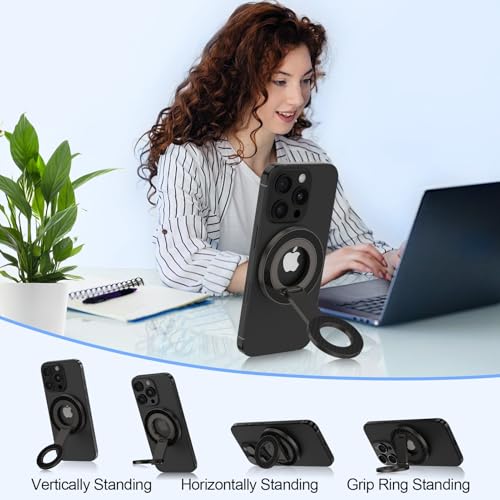 Magnetic Phone Grip Stand MagSafe Ring Holder for Samsung Galaxy S26 Ultra - color: black