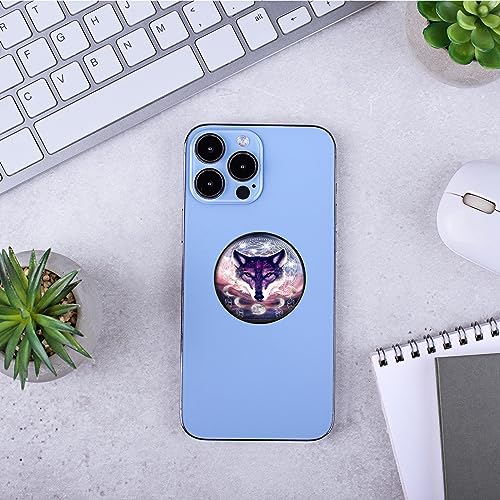 2 Pack Cell Phone Grip with Expanding Kickstand, Dream Catcher Wolf - color: Dream Catcher Wolf
