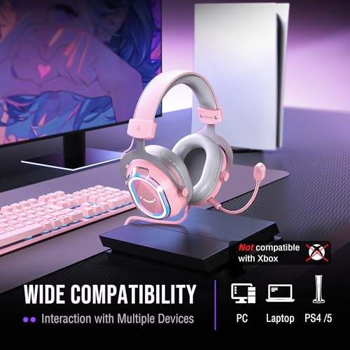 FIFINE AmpliGame H13P Wired RGB Gaming Headset for PC, Mac, PS4, PS5 - color: Pink