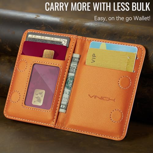 Vinich for MagSafe Wallet Magnetic RFID Blocking Card Holder, Orange - color: Orange