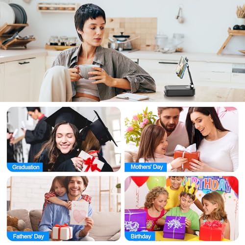 TechGlow Foldable Cellphone Stand with Bluetooth Speaker Charging Function 360° Rotatable Phone Stand Birthday Gifts for Men Women Mother Father Cool Tech Gadgets - color: Black