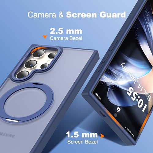 for Samsung Galaxy S22/S23 Ultra Case with Spin Stand,Blue | 360° Spin Magnetic Ring Stand,Compatible with Magsafe,Military Protection Phone Case - color: Blue, size: S22 Ultra & S23 Ultra