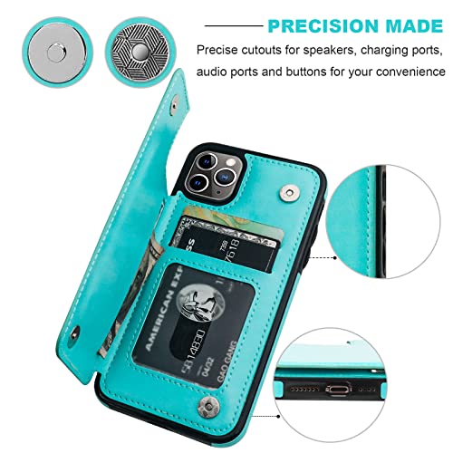 ONETOP for iPhone 11 Pro Max Wallet Case with Credit Card Holder,LightBlue - color: Light Blue