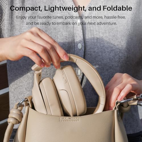 TOZO Hybrid Active Noise Cancelling Headphones, Hi Res Audio - color: Khaki