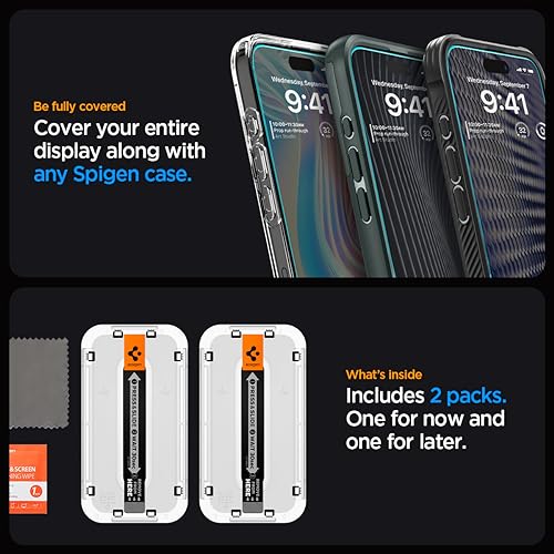 Spigen GlasTR EZ FIT Tempered Glass Screen Protector for iPhone 15 Pro - size: iPhone 15 Pro