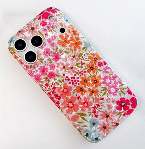 Qokey Case for iPhone 17 Pro Max 6.9" - Sparkle Bling Floral Design Scratch-Resistant, Clear Anti-Yellowing Shell, Military-Grade Shockproof Protection, Soft-Touch Slim Lightweight Cover, Pink Flower - color: Pink Flower