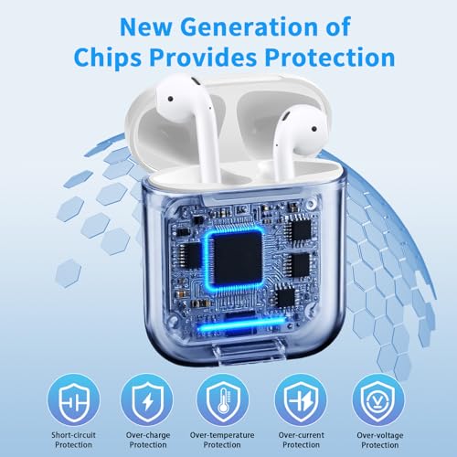 Wireless Charging Case Compatible with AirPods 1 & 2, Replacement for AirPod Charger Case with Bluetooth Pairing Sync Button, Fast Charging 680mAh Battery, Indicator Light