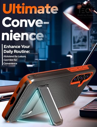 Designed for Samsung Galaxy S25 Plus Case with Belt Clip Holster | Rugged Cover with Strong Magnet & Kickstand Heavy Duty Combo - Black & Orange - color: Black & Orange