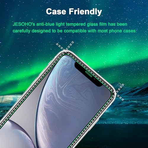 JESOHO Screen Protector for iPhone 11 & iPhone XR 6.1 inch, 2 Pack | Blue Light Blocking Tempered Glass Film, Eye Protection, Case Friendly, No Bubble,with Easy Installation Kit - size: iPhone 11/XR (6.1 inches)
