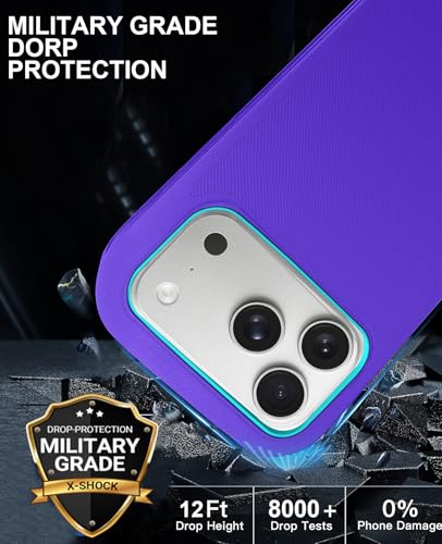 for iPhone 17 Pro Max Case with 2 Camera Lens Protector & 2 Screen Protector, Heavy Duty Full Body Protective Phone Case 6.9" (Purple Blue) - color: 17 Pro Max-PurpleBlue