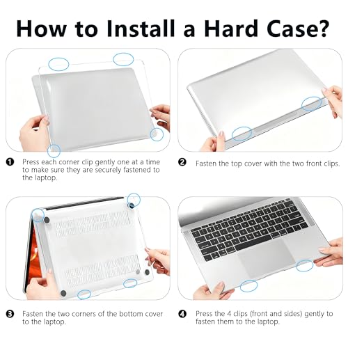 Magnetic Privacy Screen Protector Compatible with MacBook Air 13.6/13 Inch (2022-2025, M2, M3,M4), Hard Shell Case + Keyboard Cover + Screen Protector Crystal Clear Anti-Spy Anti Fingerprint - color: HH-13.6 CS