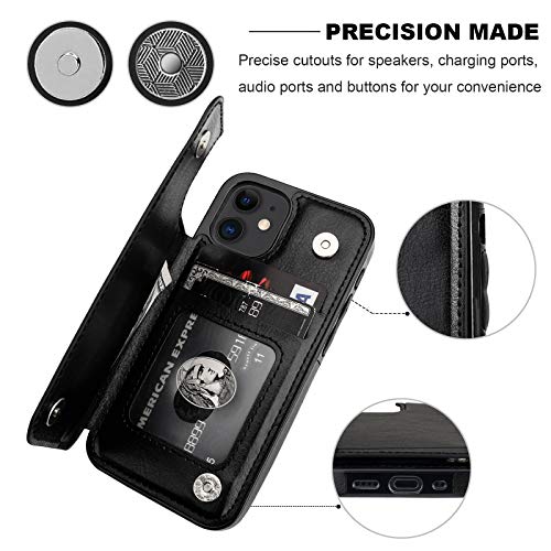 ONETOP for iPhone 12 Mini Wallet Case with Card Holder,Black - color: Black