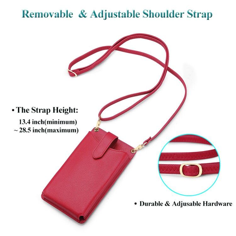 Peacocktion Small Crossbody Cell Phone Purse for Women, Lightweight Mini Small Crossbody Bags for Women with Card Slots - color: 12-red
