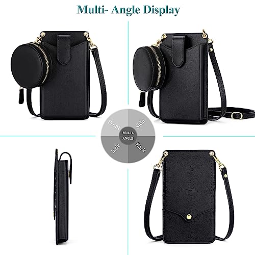 Peacocktion Small Crossbody Cell Phone Purse for Women, Lightweight Mini Small Crossbody Bags for Women with Card Slots - color: 13-black