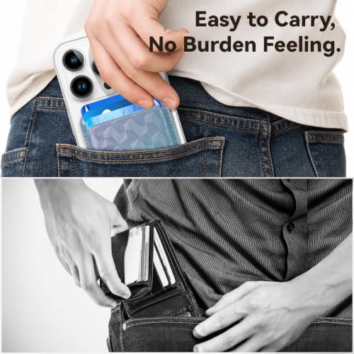 Magnetic Wallet Cell Phone Card Holder for Phone Case with Mag-Safe - color: Holo Lilac, size: 1 Pack
