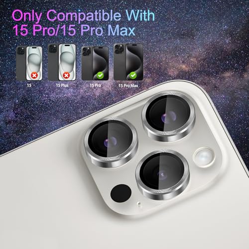 Camera Lens Protector for iPhone 15 Pro/15 Pro Max, Silver - color: Silver