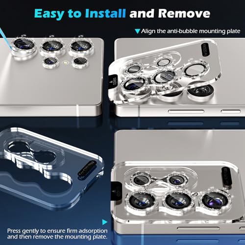 imluckies for Samsung Galaxy S25 Ultra Camera Lens Protector Bling, AR+AF Tempered Glass, 9H Anti-Scratch Metal Individual Lens Cover, HD Clear Camera Accessories - Glitter Titanium Gray - color: Bling Titanium Gray