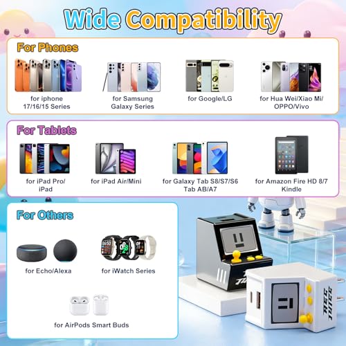 Aolcev for iPhone Charger 2 in 1 Dual USB A USB C Charger Block 2PCS 30W - color: Black+White