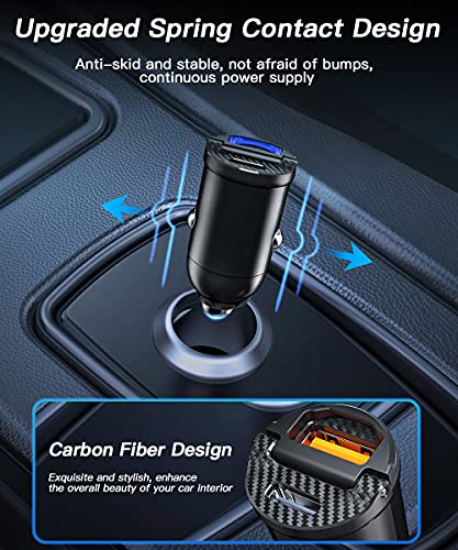 ELECTOP USB C Car Charger, Smallest Cigarette Lighter USB Charger Adapter 30W PD & 30W QC3.0 4.8A Dual Port Fast Car Charger Adapter Flush Fit Compatible with iPhone 12 iPad MacBook Samsung 2 Pack