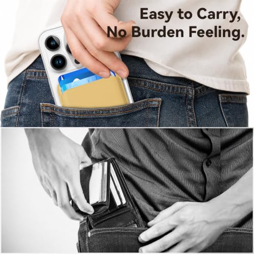 Magnetic Wallet Cell Phone Card Holder for Phone Case with Mag-Safe - color: Cream Yellow, size: 1 Pack