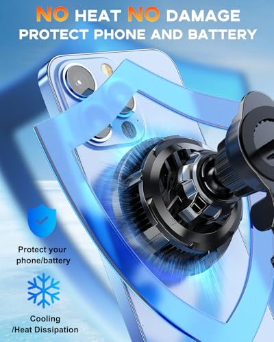 for MagSafe Car Mount Charger TEC Fan Cooling Magnetic Wireless Car Charger - color: Black 2