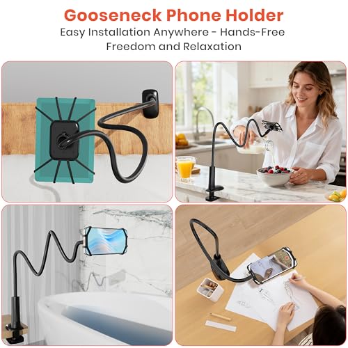 Gooseneck Kindle & Phone Holder for Bed,Kindle Stand for 4–8"