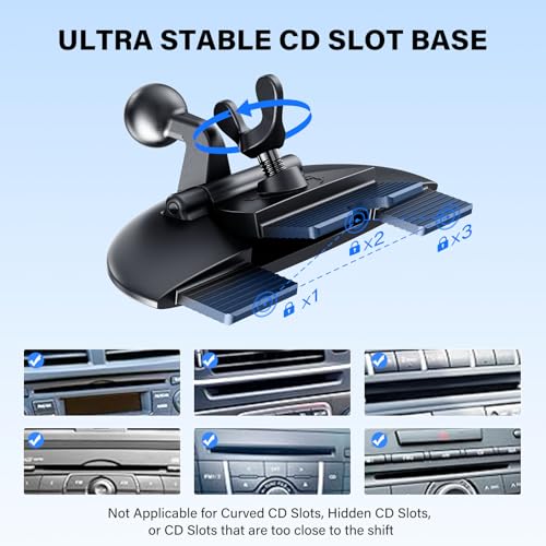 1Zero CD Phone Holder for Car, Easy One-Button Release CD Slot Phone Mount - style: Universal Clamp