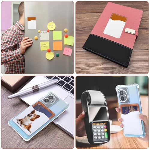 24 Pack Sublimation Blank Phone Wallet,White PU Leather Card Holder,Stick On Credit Card Holder for Most Cell Phones
