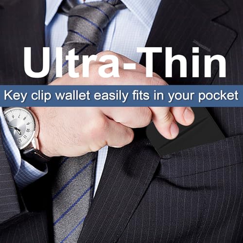 Key Holder Wallet, 2PCS Key Sleeve, Stretchy Keys Organizer Slim Card Holder Back of Phone (Black)