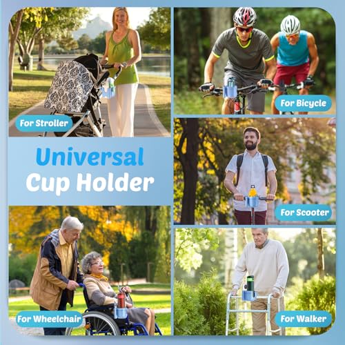 Stroller Cup Holder with Phone Holder, Accessories for Walker Wheelchair - color: Blue