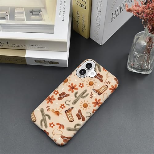 ZHEGAILIAN Case Compatible with iPhone 16 Plus,Denim Boots Cactus Design Phone Case,Matte Mixed Double-Layer Hard Shell+Soft Silicone TPU Shock Protective - color: Denim boots cactus, size: iPhone 16 Plus