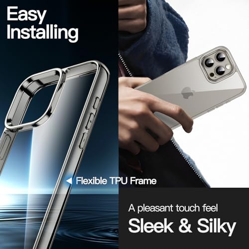 JETech Case for iPhone 16 Pro, Anti-Yellowing, Natural Titanium | Shockproof Protection, Scratch Resistant Hard PC Back, Durable Transparent TPU Bumper - color: Natural Titanium, size: iPhone 16 Pro