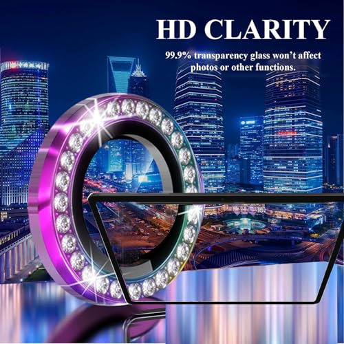 Zeking (2 Set) Bling Camera Lens Protector Compatible with Samsung Galaxy Tab A11, Glitter Bling Sparkly 9H Tempered Glass Camera Cover Protector Metal Individual Ring (Glitter-Purple) - color: GlitterSilver