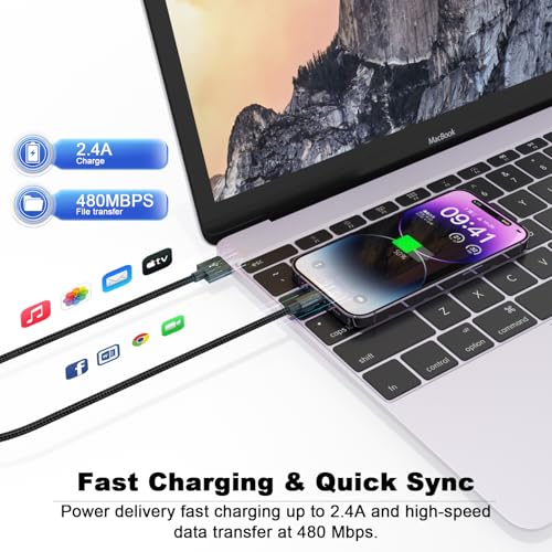 2 Pack Short iPhone Charger 1ft, USB Lightning Cable 1 Foot for iPhone 14-5 - size: 1 FT