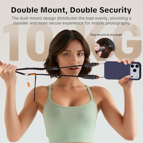 PGYTECH LinkGo Phone Strap, Quick Release Crossbody Lanyard & Lens Cloth - color: Dual Mount-mint Green