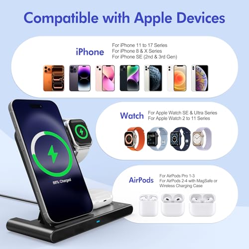 Wireless Charger Fast Charging Station 3 in 1 Charger Stand Desk