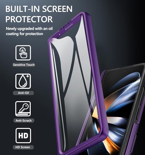 GBEE for Samsung Galaxy Z Fold 4 Case with Card Holder, Dark Purple - color: Dark Purple