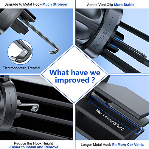 Miracase Upgraded-2nd Generation Universal Phone Holders for Your Car, Hands Free Air Vent Car Phone Holder Mount Compatible with iPhone 16/15/14/13/12/11 Series and All Phones - style: Silver