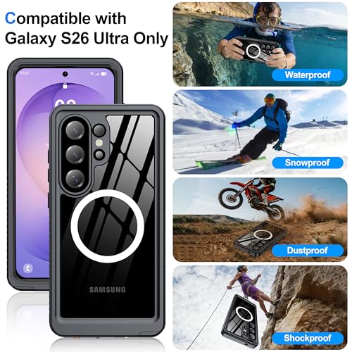 ANTSHARE IP68 Waterproof Case for Samsung Galaxy S26 Ultra, Black/Clear - color: Black/Clear, size: S26 Ultra