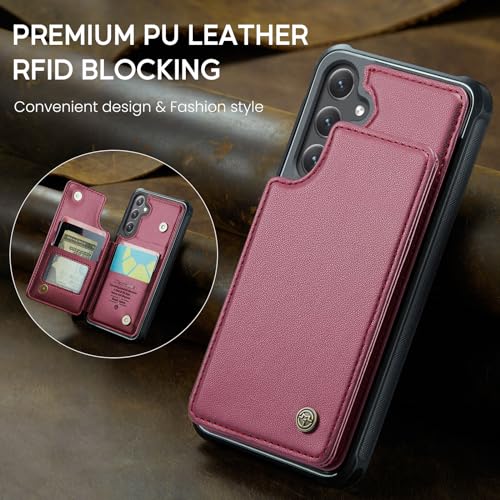 Kowauri for Samsung Galaxy S23 FE Case, PU Leather Wallet Case for Women Men with RFID Blocking Card Holder Slot Magnetic Closure Shockproof Protective Phone Cover for Samsung Galaxy S23 FE,Red - color: Red