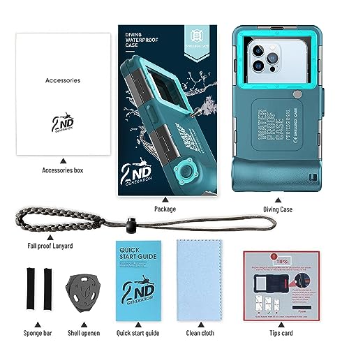Professional Waterproof Diving Case for Snorkeling, 15M/50FT Underwater Photo & Video Protective Housing Lanyard for iPhone 17/16/15/14/13-11Pro Max/Samsung S25/S24/S23/S22/S21Ultra/Plus Teal-Blue