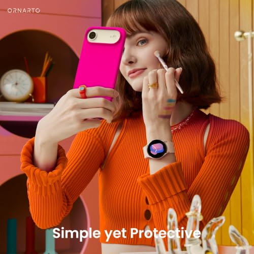 ORNARTO for iPhone Air Case 6.5", Slim Liquid Silicone 3 Layers Soft Gel Rubber Shockproof Protective Cover with Anti-Scratch Microfiber Lining-Hot Pink - color: Hot Pink