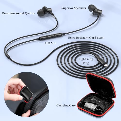 ACANDYA MFi-Certified Wired Headphones for Apple iPhone 14 13 Pro Gunmetal - color: Gunmetal