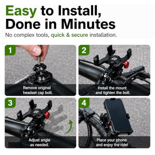 ROCKBROS Aluminum Bike Phone Mount, Headset Cap Mount for 4.7-7.1" Phones - style: Headset Cap Mount